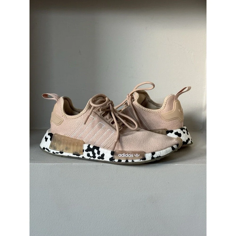 Adidas NMD R1 Halo Blush Spotted Womens 7.5 Cow Print Pink Beige Sneakers GZ7996